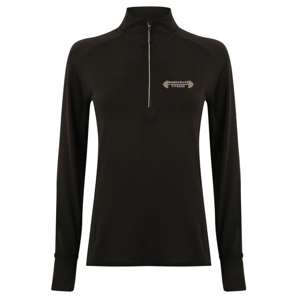 Warehouse Fitness  - Ladies Long Sleeve Zip Neck Performance Top Thumbnail